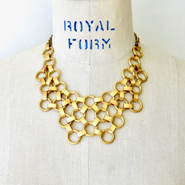 Aphrodite Necklace by MoonRox Jewellery & Accessories - brass chain link statement piece made in Toronto, Canada