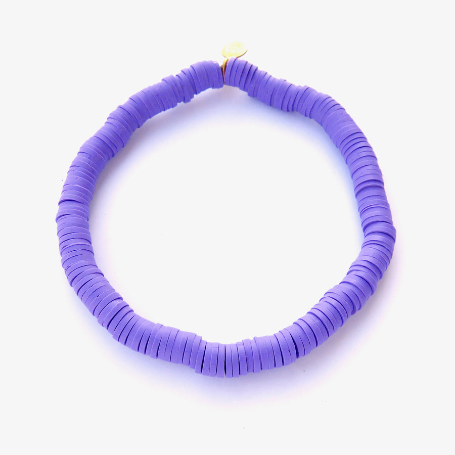 Purple rubber paillette Confetti Bracelet. Bracelet stretches to fit all sizes.