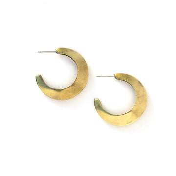Crescent Stud Earrings - moon shaped vintage brass earrings.