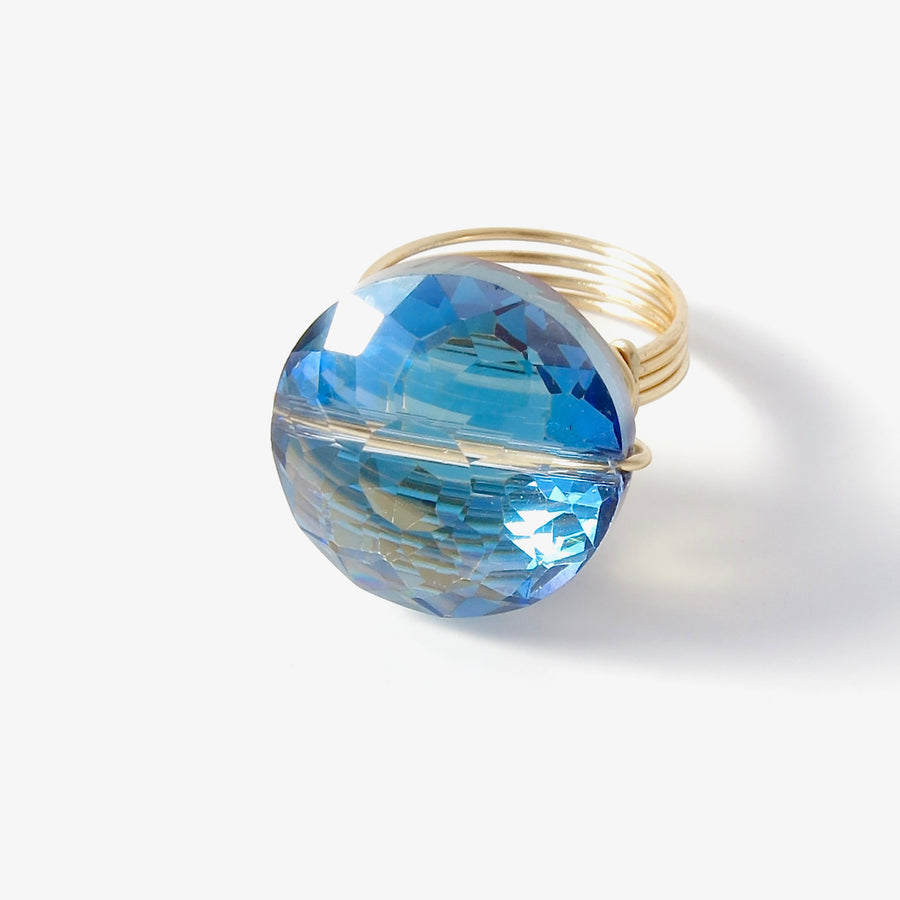 Crystal Bauble Ring by MoonRox Jewellery & Accessories - hand formed wire statement ring in shiny blue