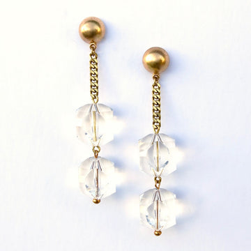 Diamond Beach Stud Earrings by MoonRox Jewellery & Accessories - chunky acrylic and brass chain statement studs
