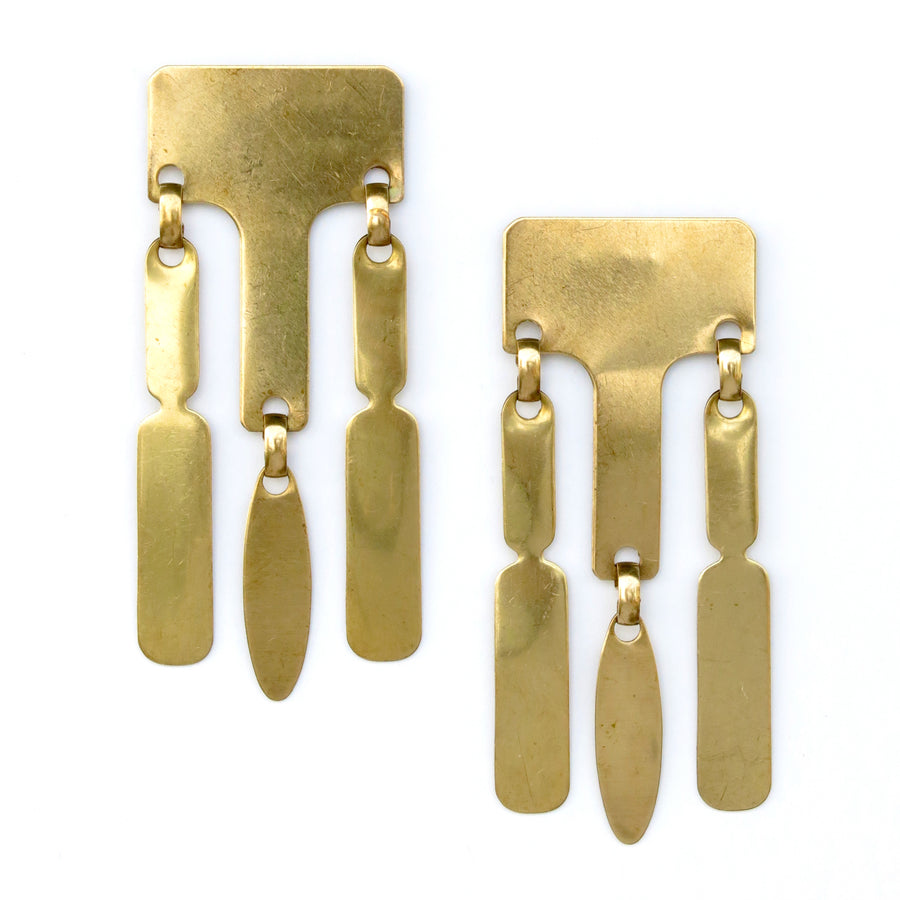 Hera Earrings are large graphic brass studs with smooth polished finish.