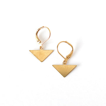 In the Right Direction Earrings by MoonRox are small triangular brass charm earrings.