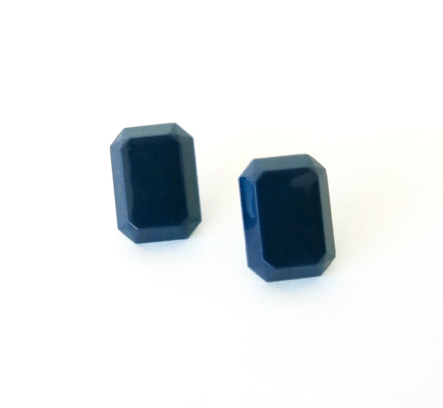 Jewel Tone Stud Earrings by MoonRox - sapphire blue vintage cabochons on surgical steel posts.