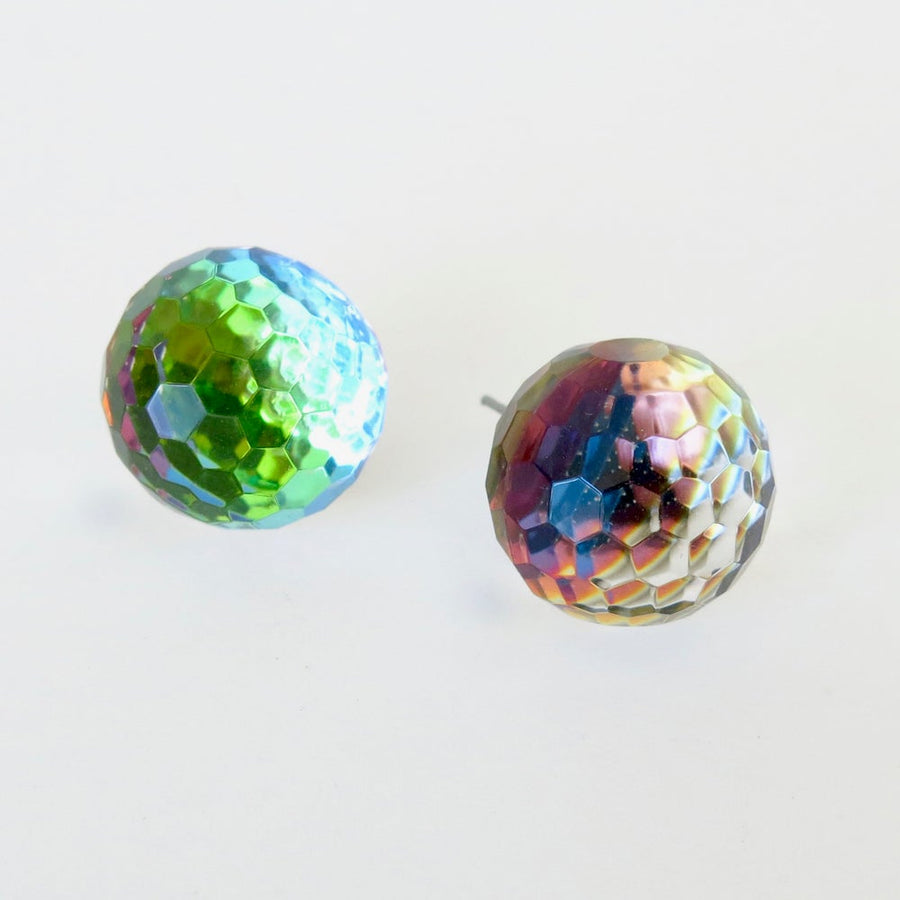 Refraction Stud Earrings - Studs with large colourful and faceted acrylic orbs