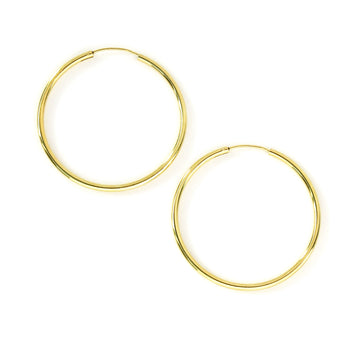 40mm Simple Hoop Earrings are classic gold plated sterling silver earrings.