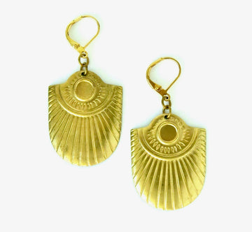 Allure Earring by MoonRox Jewellery & Accessories - brass charm earrings with radiant etched design.