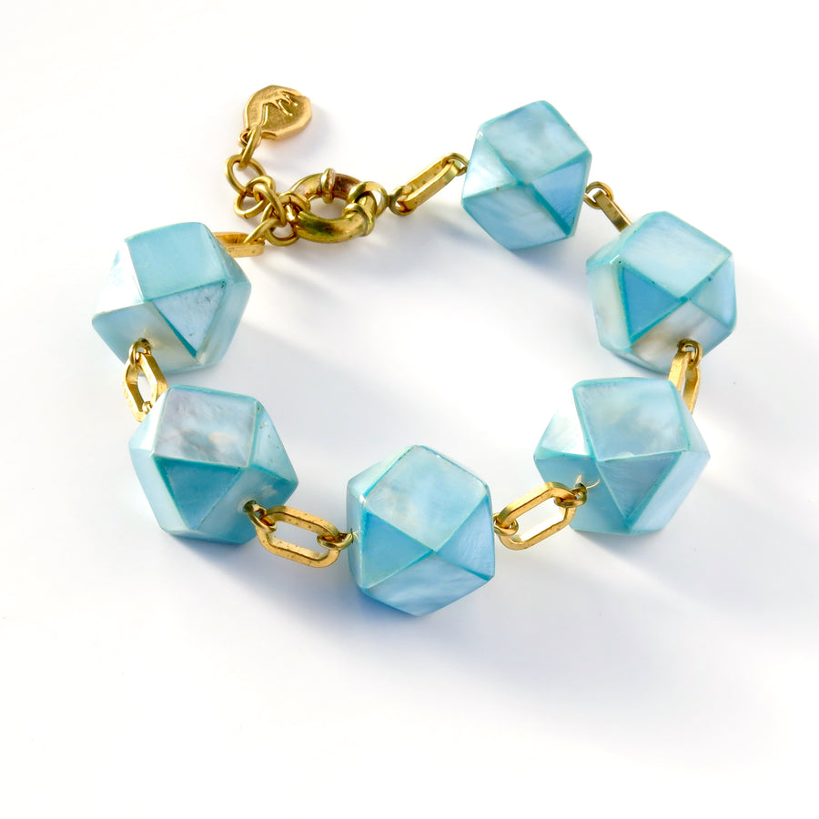 Azzurra Bracelet with blue faceted beads made from mother of pearl.