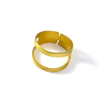 Birch Ring - adjustable brass ring with two bands on top. 