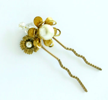 Blossoming Hair Pin by MoonRox Jewellery & Accessories - crystal, pearl and brass hair adornment for wedding or every day!
