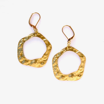 Captivate Earrings by MoonRox Jewellery & Accessories - rippled brass charm earrings with open middle