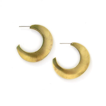 Large Crescent Earrings and vintage brass moon shaped earrings.
