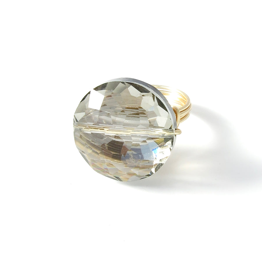Crystal Bauble Ring is a hand formed wire statement ring. Made in Toronto, Canada.