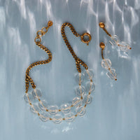 Diamond Beach Necklace and Stud Earrings by MoonRox Jewellery & Accessories - chunky acrylic bead and brass chain statement pieces inspired by Iceland, made in Toronto, Ontario, Canada