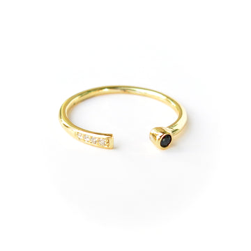 Evolve Ring is made of gold plated sterling silver and cubic zirconia.