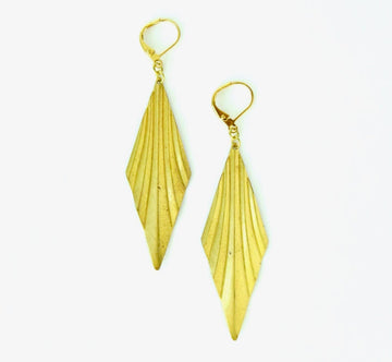 Exuberant Earrings by MoonRox Jewellery & Accessories - brass dangly earrings with light catching folds
