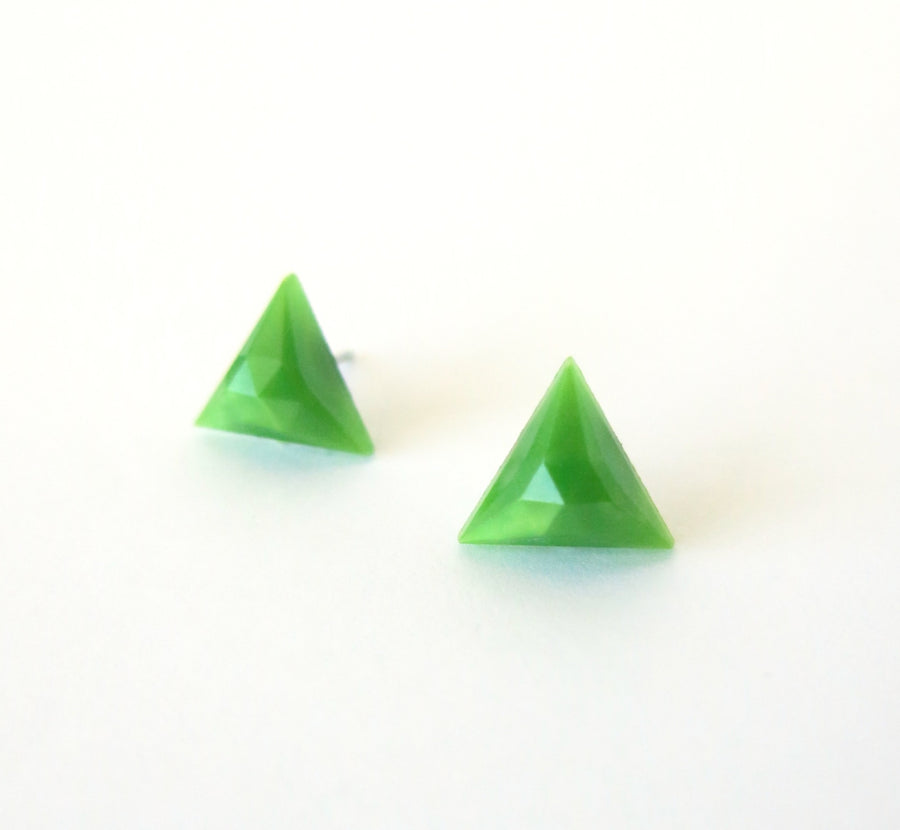 Faceted Triangle Stud Earrings