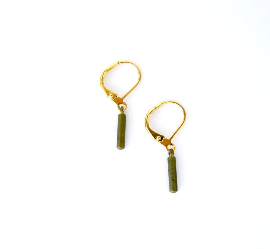 Flint Earrings by MoonRox Jewellery & Accessories - simple brass earrings with small brass rod