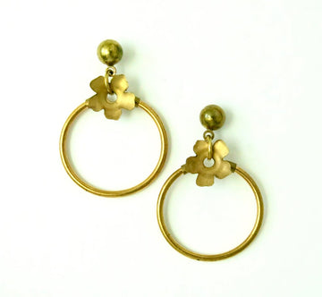 Flora Loop Stud Earrings by MoonRox Jewellery & Accessories feature brass loops and flowers