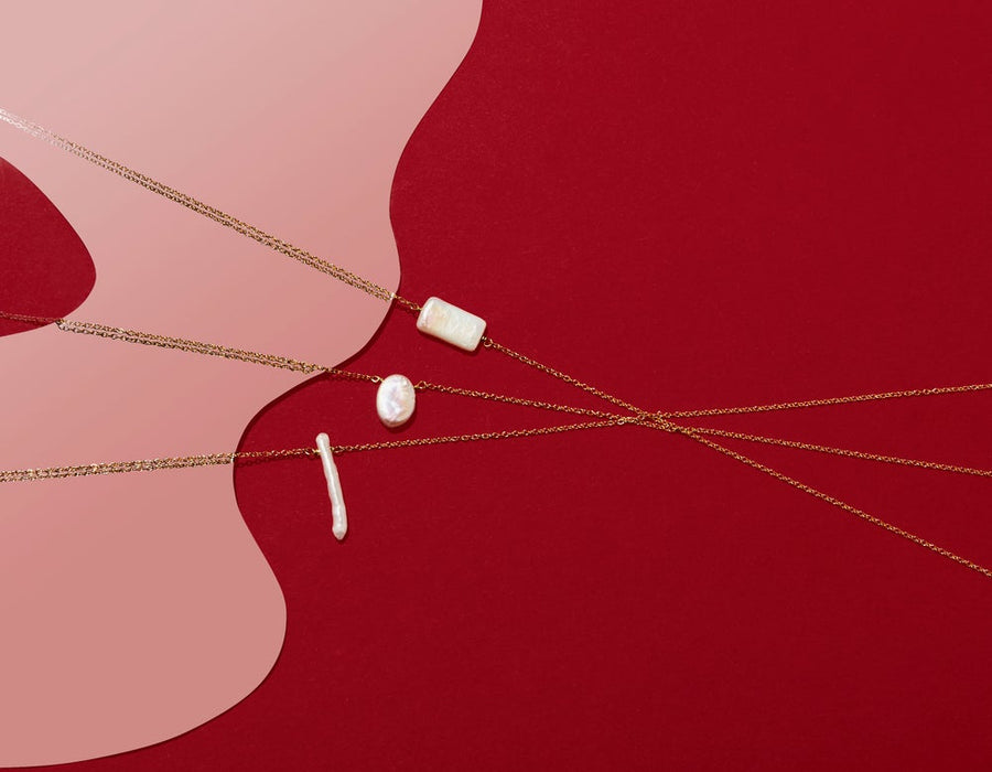 Rectangular, Oval, and Twig Fortuna Pearl Necklaces by MoonRox Jewellery & Accessories