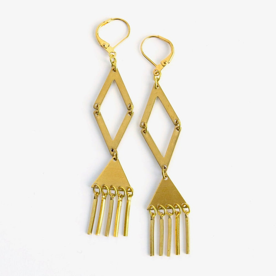 Fringe Benefits Earrings by MoonRox Jewellery & Accessories - long dangly earrings with angled shapes and fringed accents