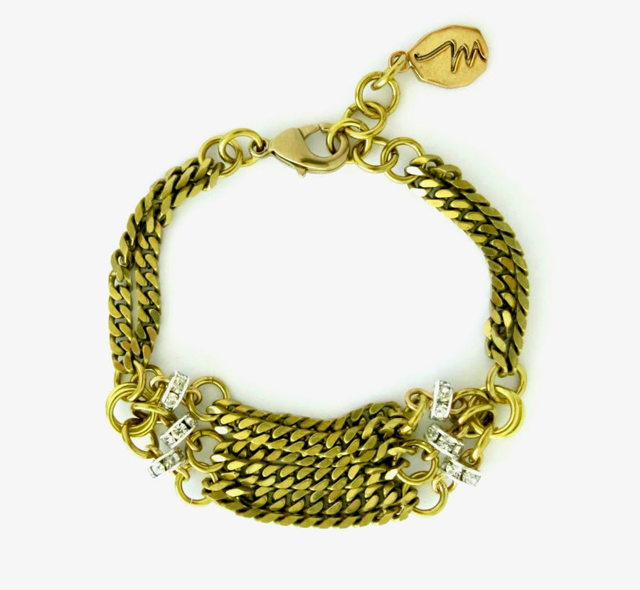 Glisten Bracelet by MoonRox Jewellery & Accessories - bracelet made of layers of brass chain with hits of crystal accents