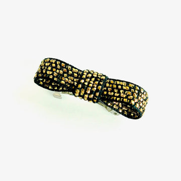 Glitz Appeal Bow Barrettes by MoonRox - spring loaded barrette featuring metallic gold filament with black base colour.