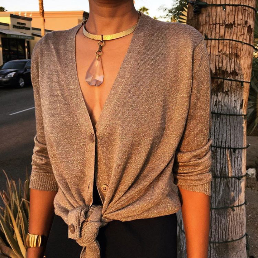 Halcyon Choker by MoonRox. Styled with gold sweater.