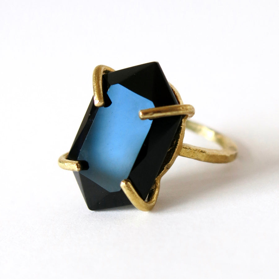 Heirloom Rox Ring in Duchess Cut by MoonRox Jewellery & Accessories - Stunning vintage black glass crystal stones are set in brass. This ring is both rugged and elegant.
