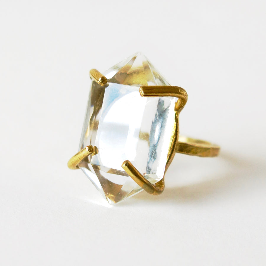 Heirloom Rox Ring in Duchess Cut by MoonRox Jewellery & Accessories - Stunning vintage crystal clear glass crystal stones are set in brass. This ring is both rugged and elegant.