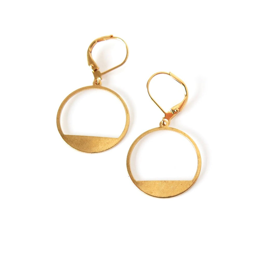 Horizon Earrings by MoonRox Jewellery & Accessories - geometric round brass charm earrings. 