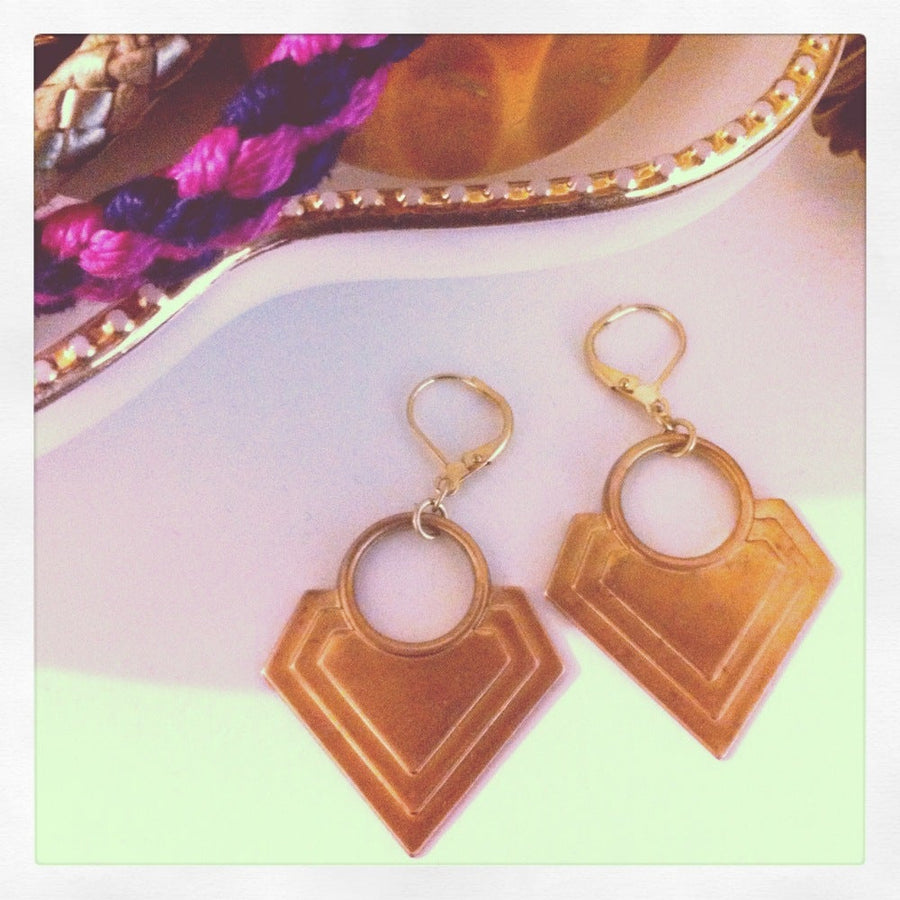 Arrowhead Earrings by MoonRox Jewellery & Accessories - pointed trendy brass charm earrings