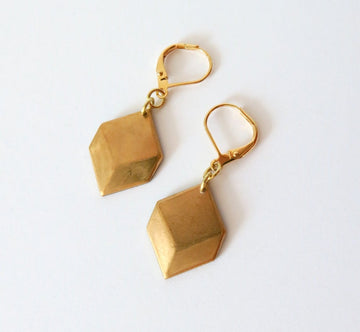 Cubic Earrings by MoonRox Jewellery & Accessories - multi-sided brass charm earrings 