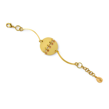 Inner Circle Bracelet by MoonRox - circular brass centrepiece with small glass loop accents.