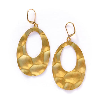 MoonRox Lava Earrings - bubbling open oval brass charms.