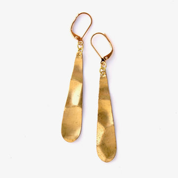 Lava Flow Earrings by MoonRox - long brass drop shaped earrings with bubbling texture.