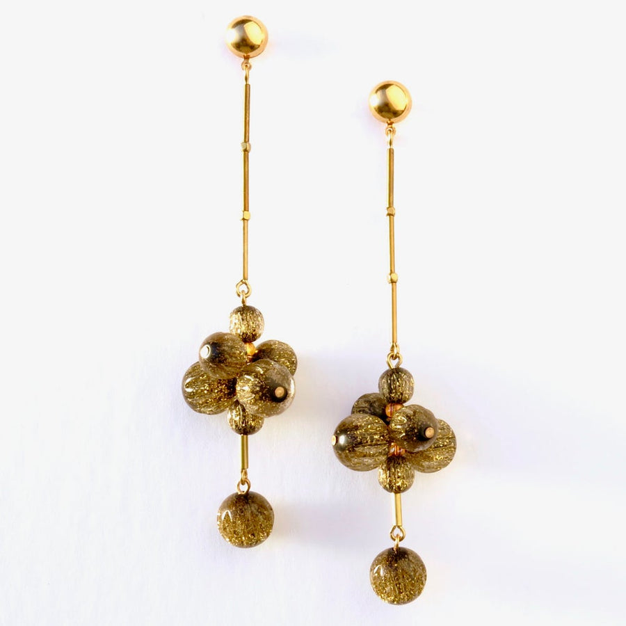Let's Groove Earrings by MoonRox Jewellery & Accessories - sparkle filled lucite bead clusters are suspended at the base of these shoulder dusters. Made in Toronto, Ontario, Canada.