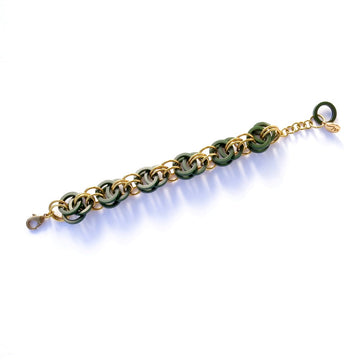 Longevity Bracelet by MoonRox Jewellery & Accessories - Vintage Bakelite is intertwined with brass loops in a repeated pattern in this chain maille style bracelet.