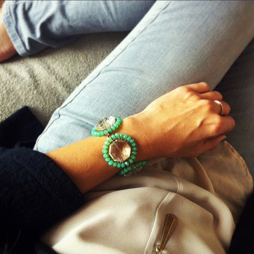 Moonshadow Bracelet by MoonRox Jewellery & Accessories in jade green. Hand made in Toronto, Canada.