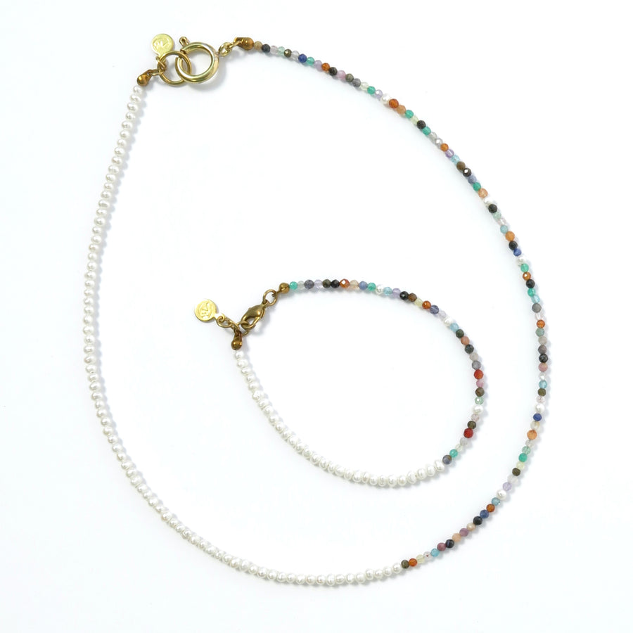 New Meridian Bracelet and Necklace by MoonRox Jewellery & Accessories  mixes delicate freshwater pearls and fasted semi precious stones. Made in Toronto, Canada.