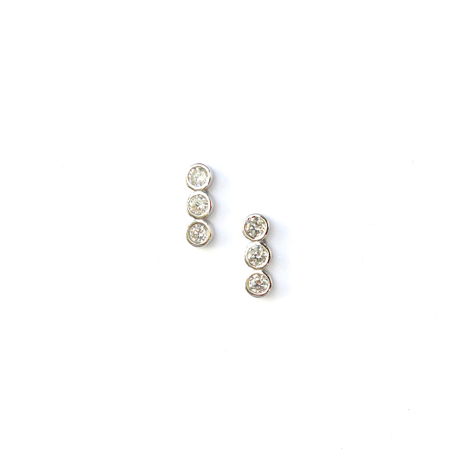 Pebble Stud Earrings feature a row of cubic zirconia stones set in 925 sterling silver.