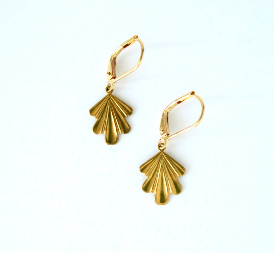 Petal Earrings are little brass charm earrings with foliage shape.