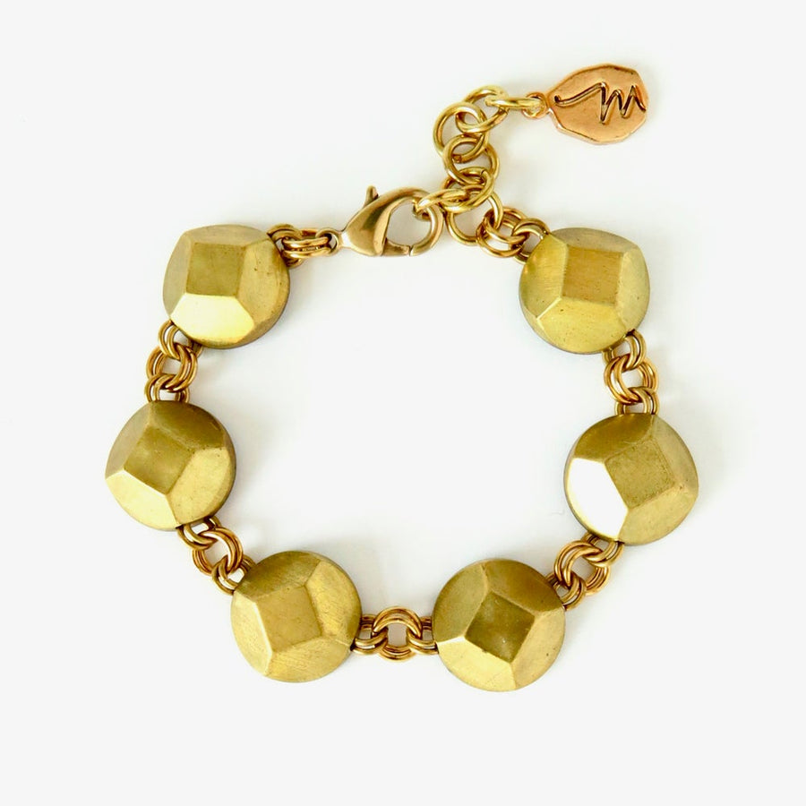 Reverie Bracelet by MoonRox Jewellery & Accessories - This elegant bracelet features faceted brass jewel shapes.