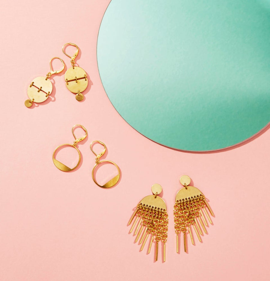 Rise Up, Horizon and Flourish Earrings by MoonRox Jewellery & Accessories - charming geometric brass earrings