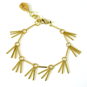 Rising Phoenix Bracelet is delicate brass piece with winged details.