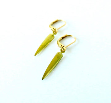 Small spear shaped brass charm earrings.