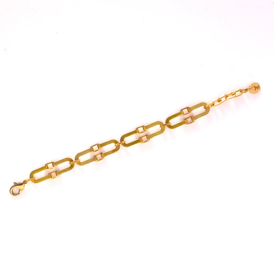 Splendour Bracelet by MoonRox Jewellery & Accessories is made from linked curvilinear vintage brass forms.
