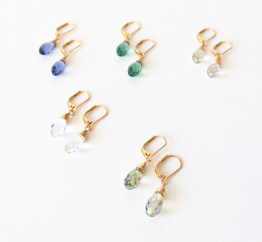 Swarovski Drop Earrings by MoonRox Jewellery & Accessories - A faceted drop-shaped Swarovski crystal is hand-wired to lever-back ear wires. Choose from many colours.