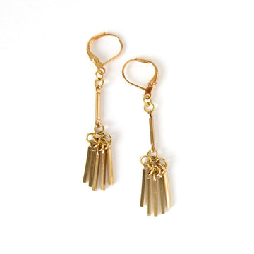 MoonRox Victory Earrings are constructed with brass rods forming a fringed cluster.