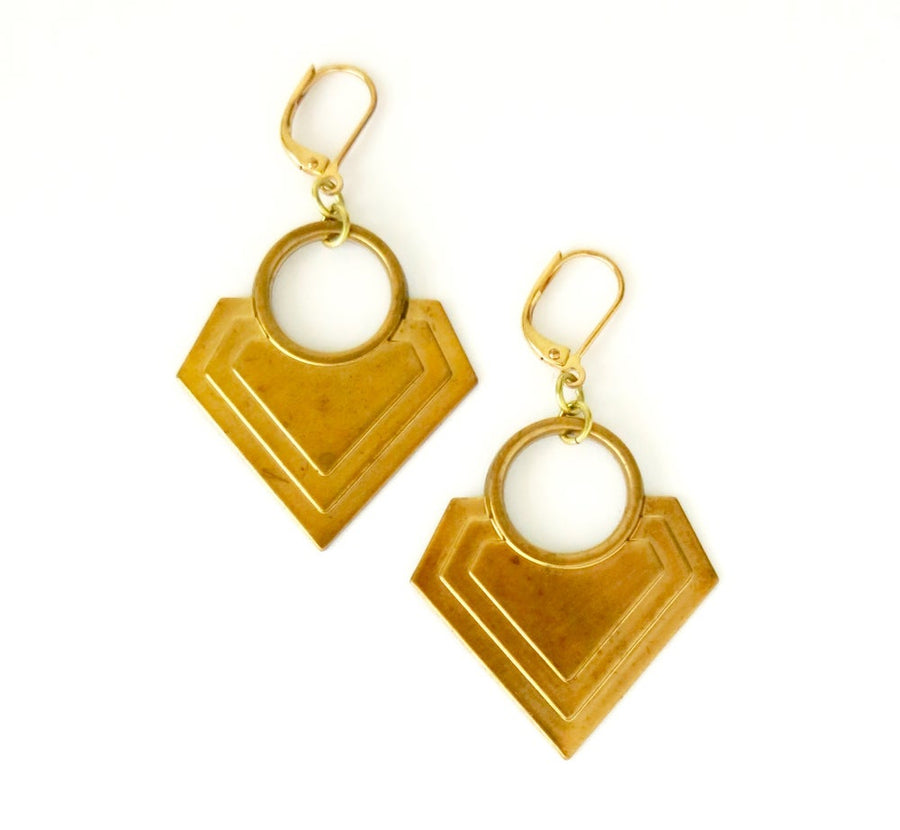 Arrowhead Earrings by MoonRox Jewellery & Accessories - pointed trendy brass charm earrings made in Toronto, Canada